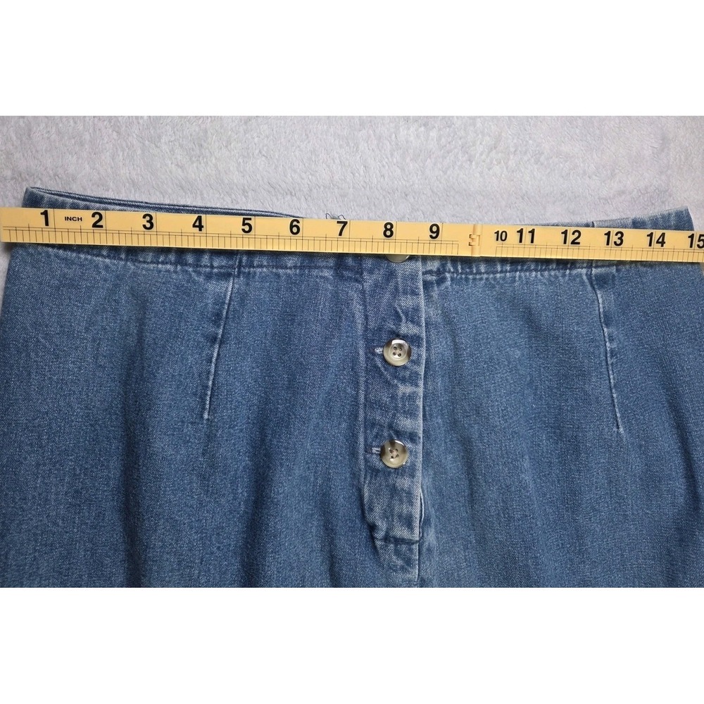 Eddie Bauer Vintage Y2K 90s Long Denim Skirt Petite 8 Button Front Midi Jean - Picture 5 of 7